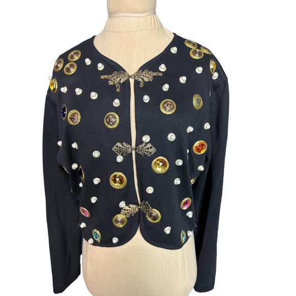 Rectangle Blanc Paris Embellished Cotton Blend Jacket Size Size Small - Picture 1 of 3